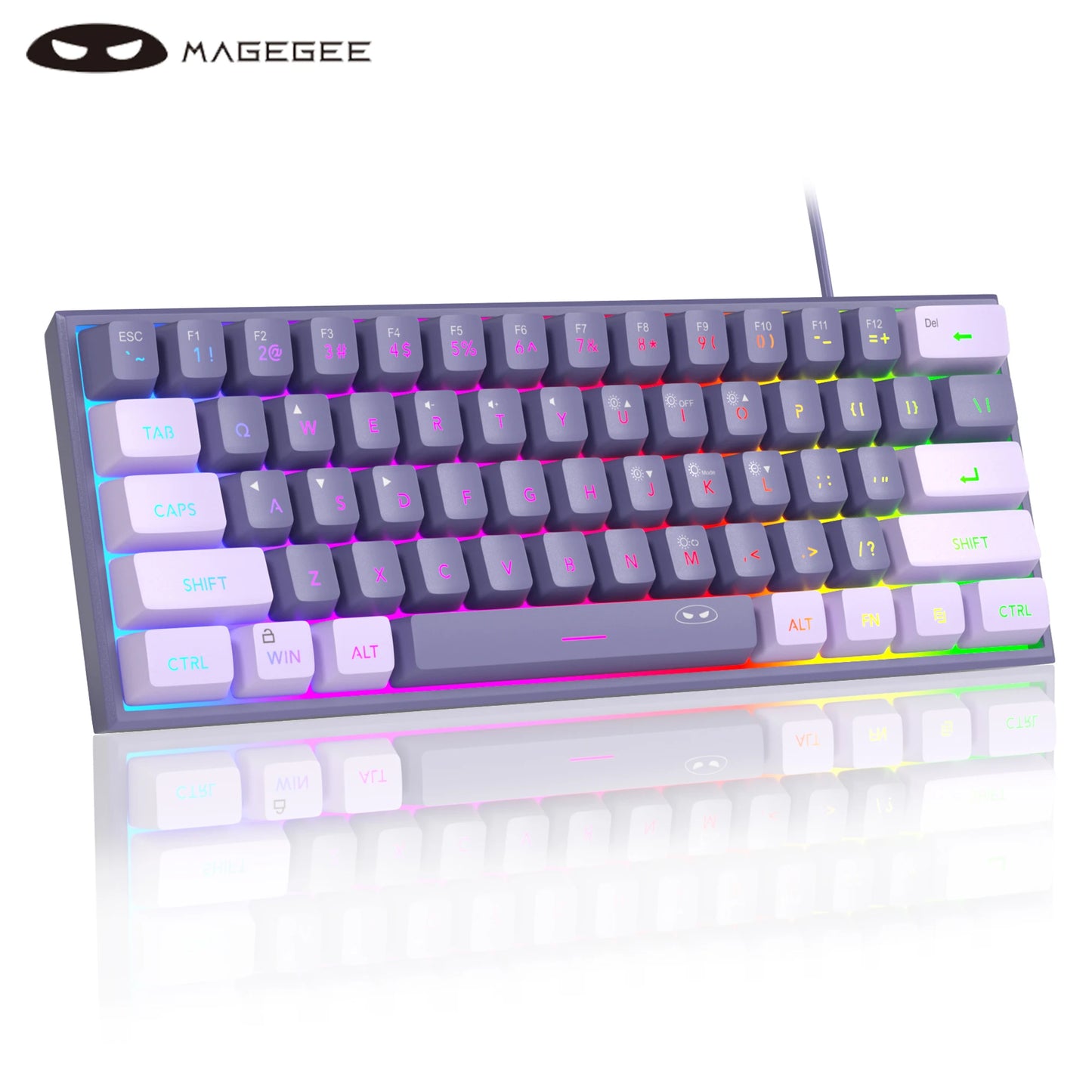 MageGee-Mini clavier de jeu 60%, rétro4.2 RVB, 61 touches