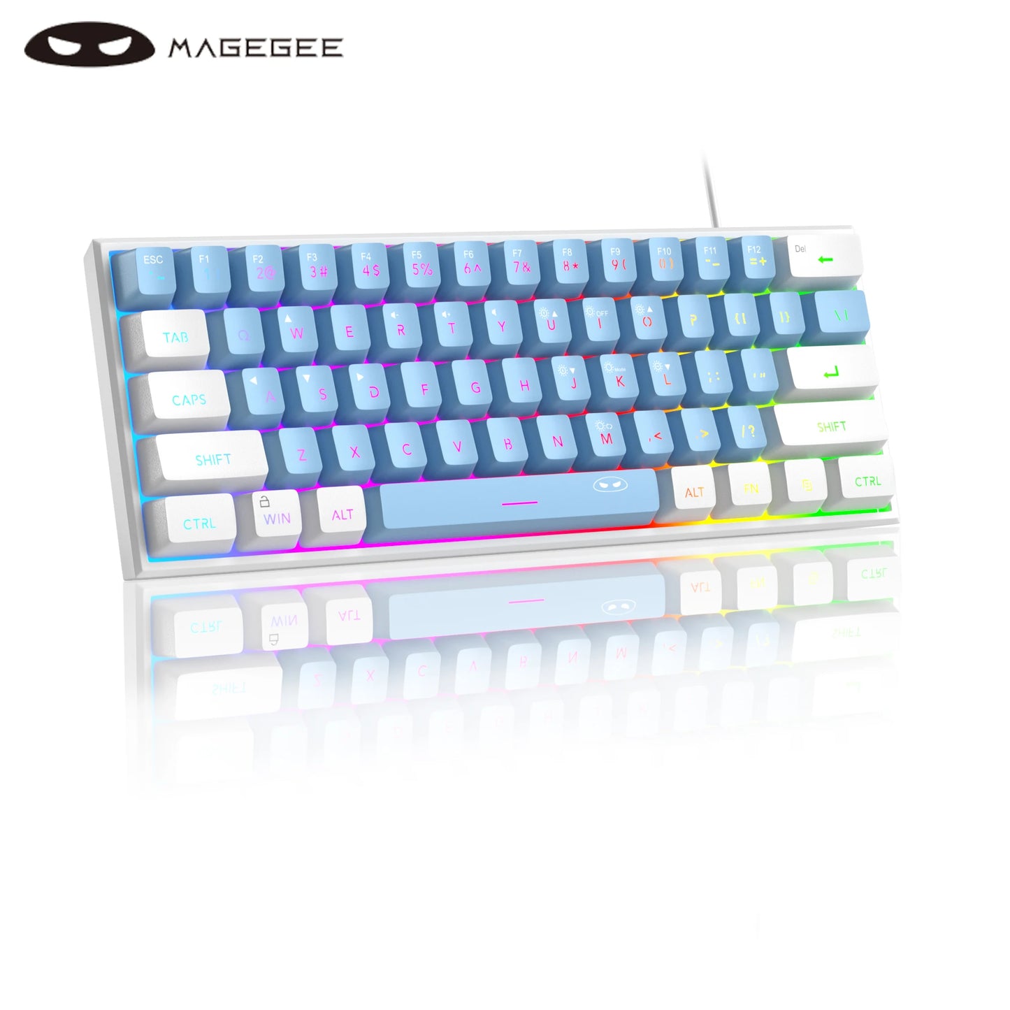 MageGee-Mini clavier de jeu 60%, rétro4.2 RVB, 61 touches