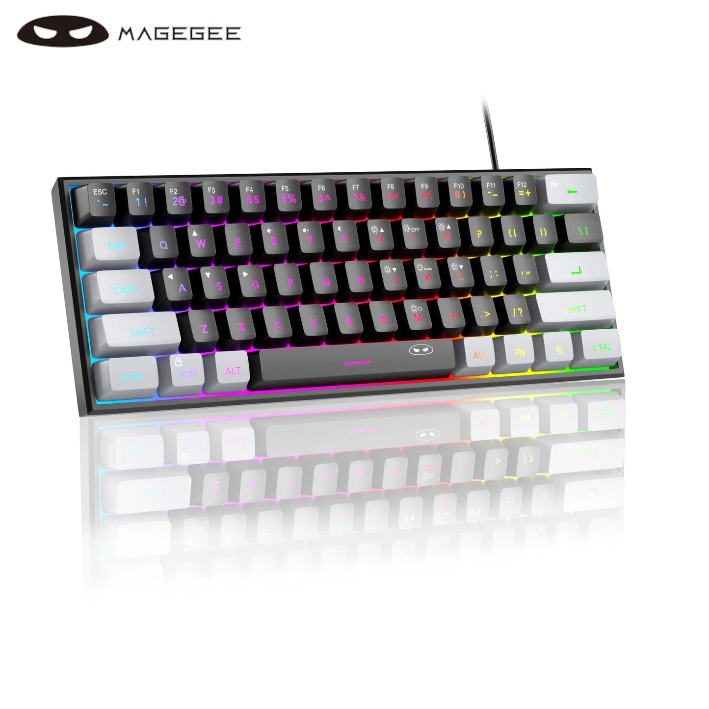 MageGee-Mini clavier de jeu 60%, rétro4.2 RVB, 61 touches